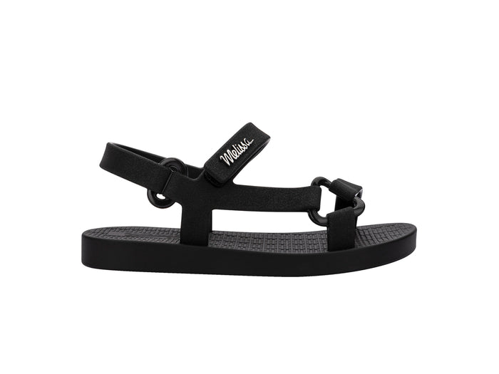 Mini Melissa Sun Downtown Black Flat Sandals for Baby â€“ Stylish and Comfortable Footwear for Little Feet