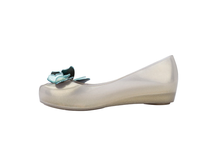 Mini Melissa Ultragirl Fly Beige Glitter Ballernias for Kids