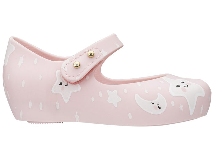 Mini Melissa Ultragirl Sweet Dreams baby sandals with star and moon print in pink color for girls