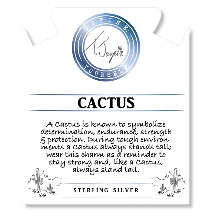 Moonstone Stone Bracelet with Cactus Sterling Silver Charm