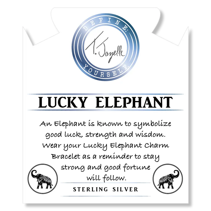 Moonstone Stone Bracelet with Lucky Elephant Sterling Silver Charm