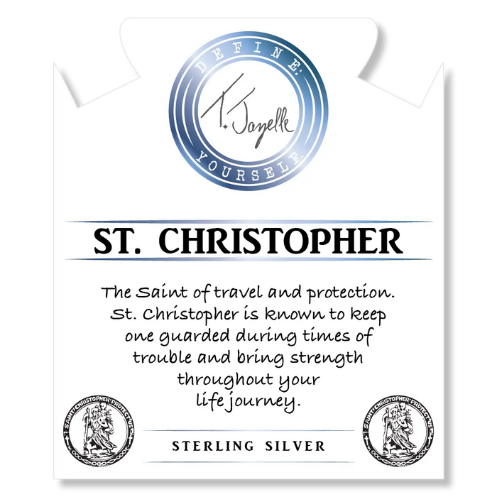 Moonstone Stone Bracelet with Saint Christopher Sterling Silver Charm
