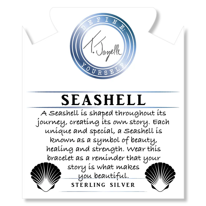 Moonstone Stone Bracelet with Seashell Sterling Silver Charm
