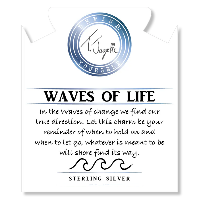 Moonstone Stone Bracelet with Waves of Life Sterling Silver Charm