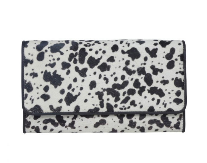 Myra cowhide womens wallet black and white