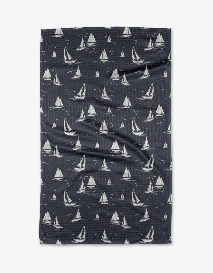 Geometry Navy Race Day Tea Towel