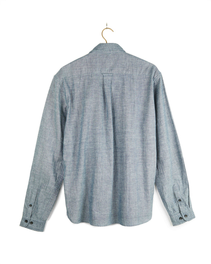 Neil Long Sleeves Shirt Cotton Kora in Indigo Chambray