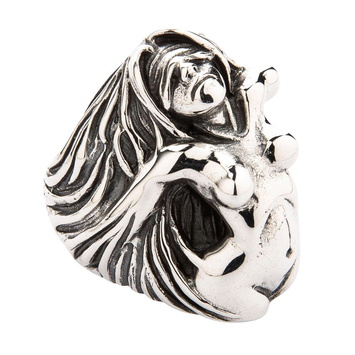 A heavy gothic lady ring in solid sterling silver, handcrafted with a mysterious, veiled-eye design.