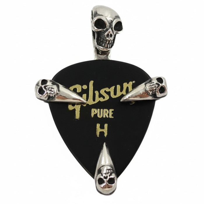 The back of the solid silver guitar pick holder pendant
