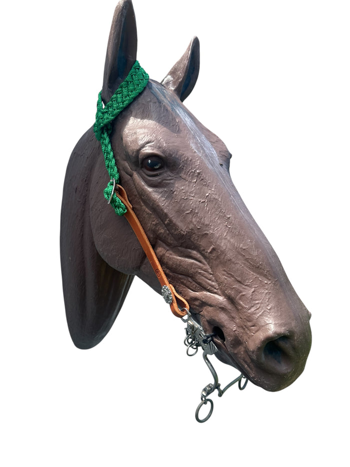 One ear mule tape and leather bridle