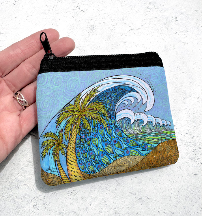 Palm Trees and Waves Coin Bag