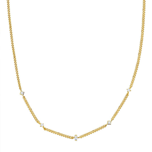 Panzerkette in gelbgold mit Zirkonia-Steinen
