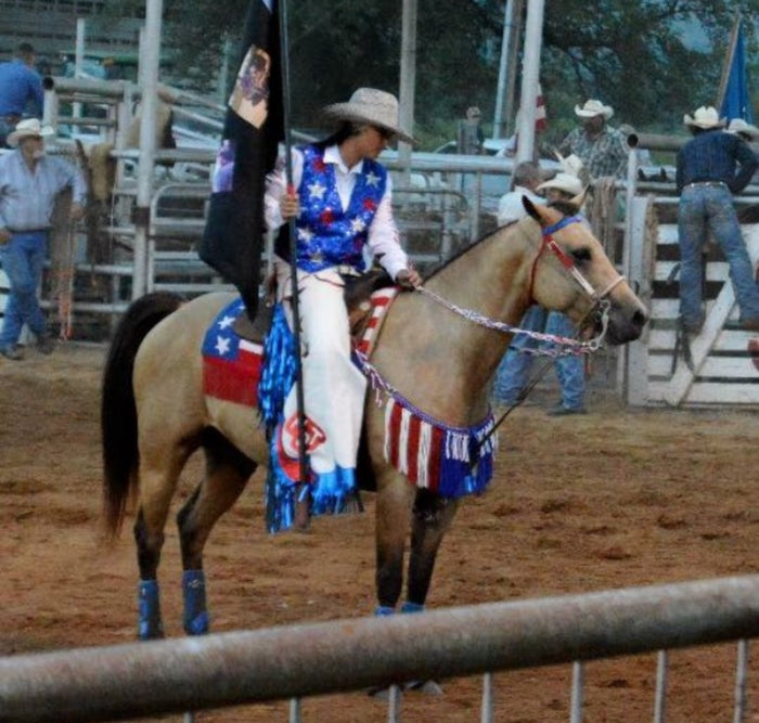 Patriotic fringe breast collar with wither strap. - Tiffanys Braided Tack LLC