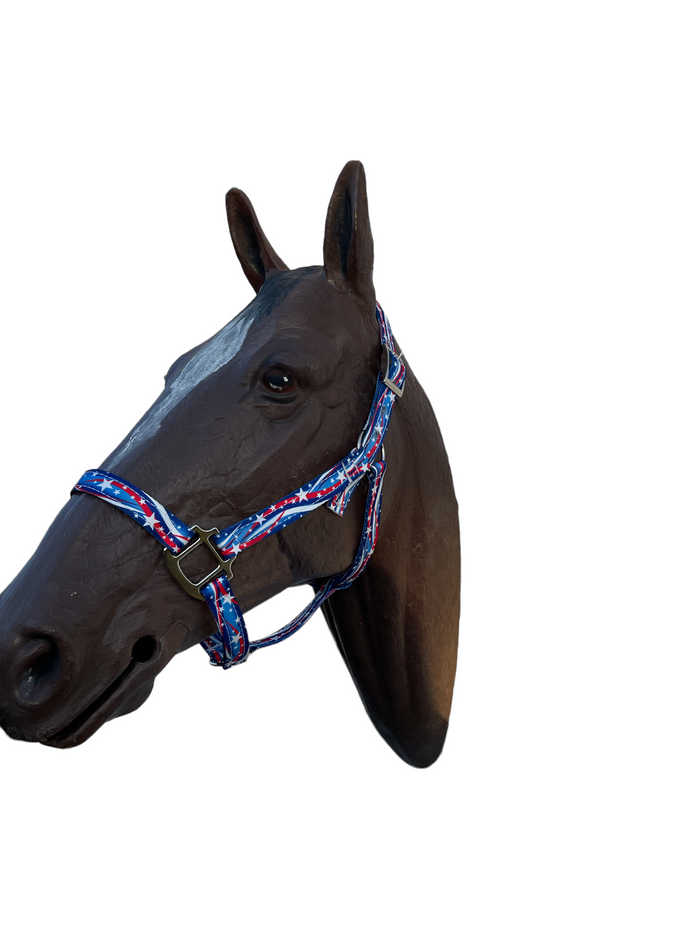 Patriotic nylon horse halter - Tiffanys Braided Tack LLC