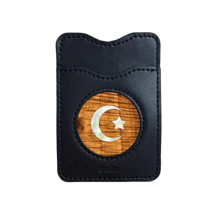 Thalia Phone Wallet Pearl Crescent Moon & Star | Leather Phone Wallet AAA Curly Koa