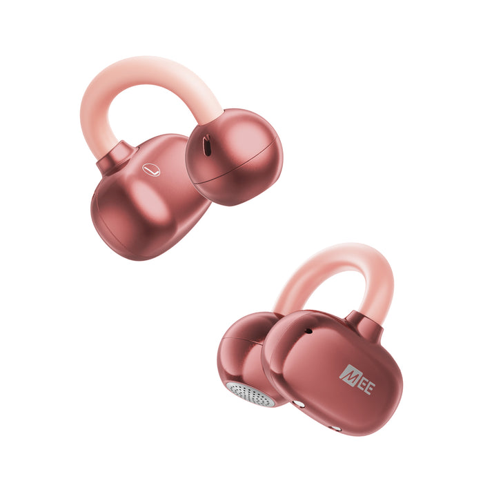 Rose Gold Pebbles Air earbuds on a white background