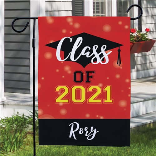 Personalized Class Of With Grad Hat Garden Flag