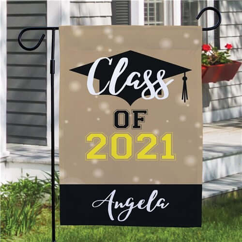 Personalized Class Of With Grad Hat Garden Flag