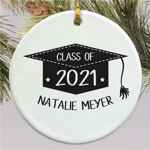 Personalized Graduation Hat Round Ornament
