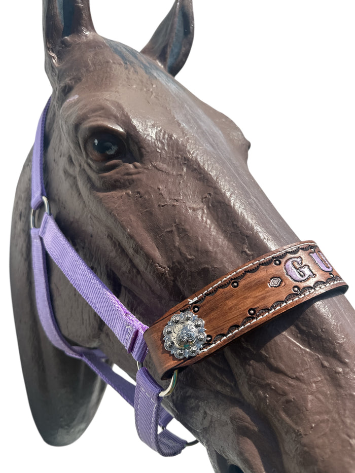 PERSONALIZED horse halter lilac - Tiffanys Braided Tack LLC