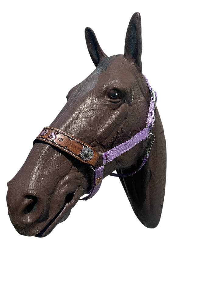 PERSONALIZED horse halter lilac - Tiffanys Braided Tack LLC