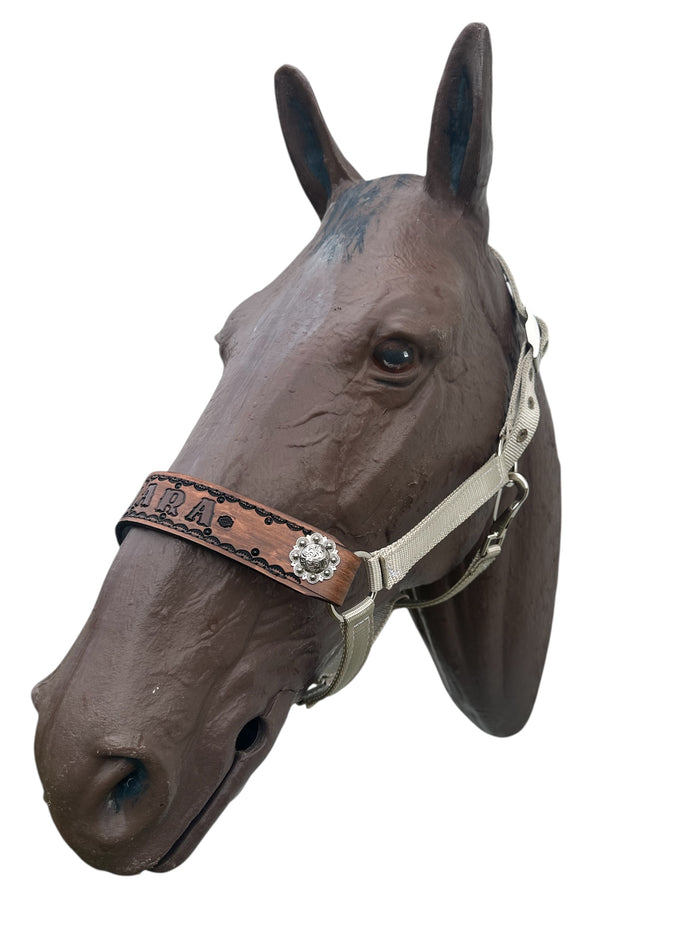 PERSONALIZED horse halter tan