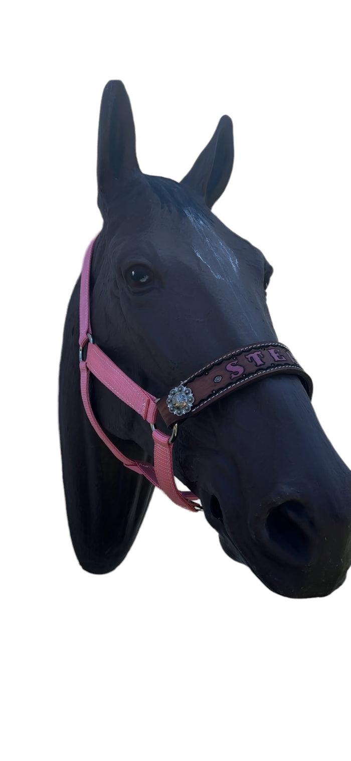 PERSONALIZED   nylon horse halter light pink