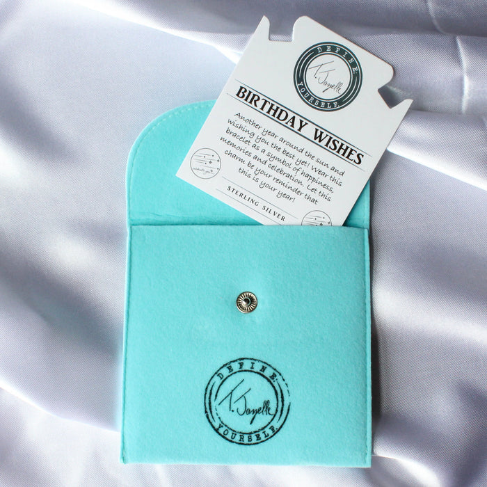 Peruvian Amazonite Stone Bracelet with Birthday Wishes Sterling Silver Charm