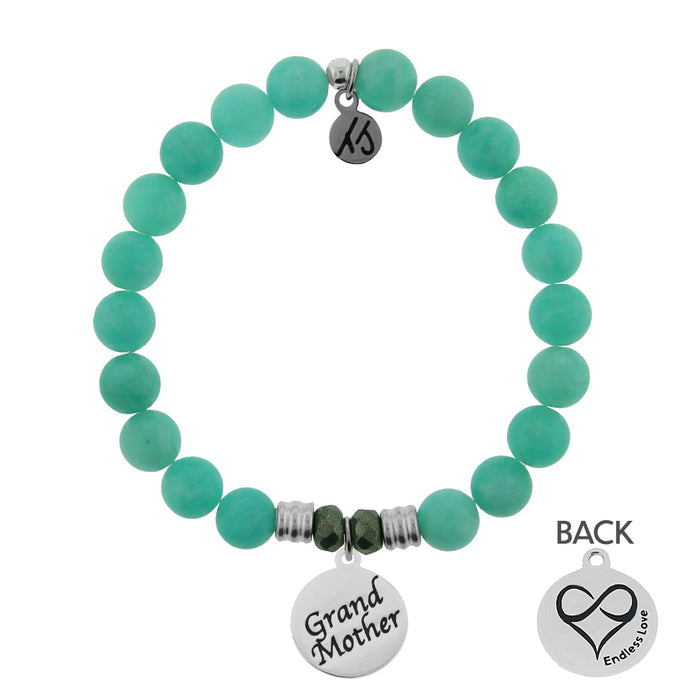Peruvian Amazonite Stone Bracelet with Grandmother Sterling Silver Charm Tiffany Jazelle