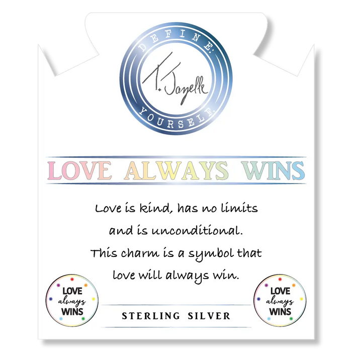 Peruvian Amazonite Stone Bracelet with Love Always Wins Sterling Silver Charm