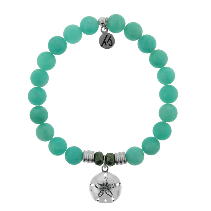 Peruvian Amazonite Stone Bracelet with Sand Dollar Sterling Silver Charm Tiffany Jazelle