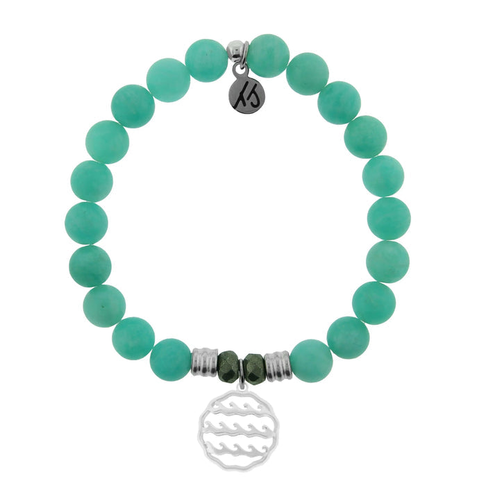 Peruvian Amazonite Stone Bracelet with Waves of Life Sterling Silver Charm Tiffany Jazelle