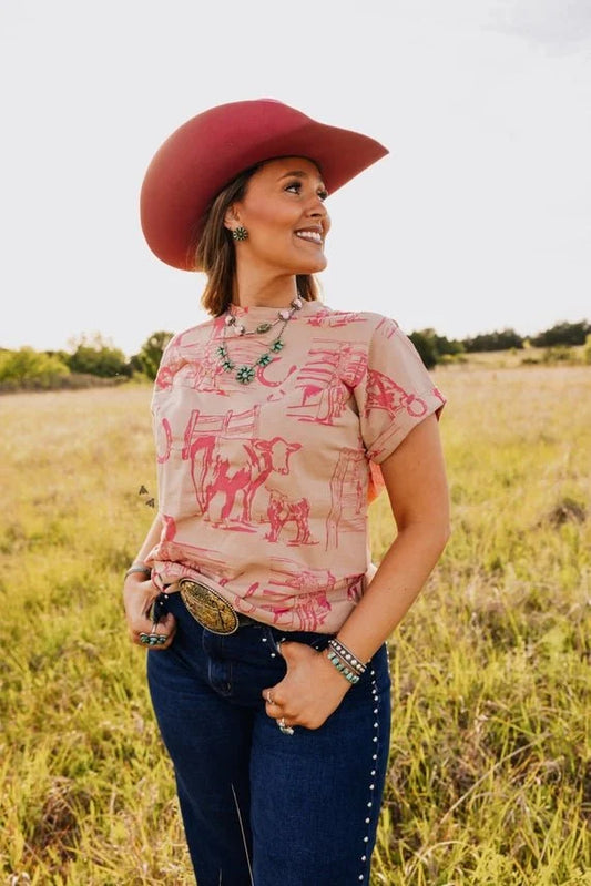 Pink Ranch Scene TeeS/M