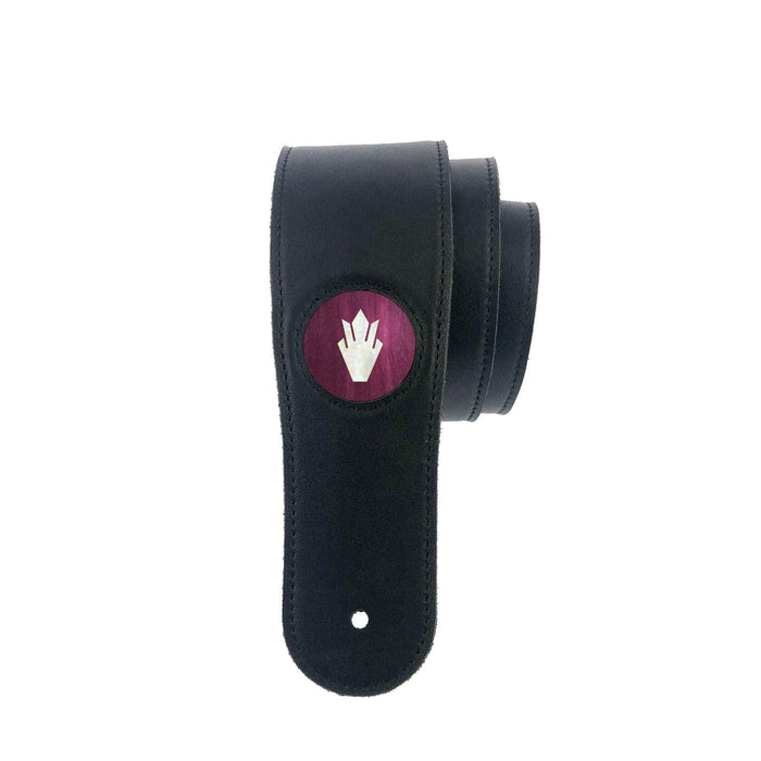 GibsonbyThalia Strap Purpleheart & Gibson Pearl Holly Inlay | Italian Leather Strap Black / Standard