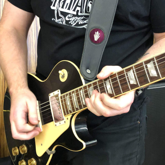 GibsonbyThalia Strap Purpleheart & Gibson Pearl Holly Inlay | Italian Leather Strap