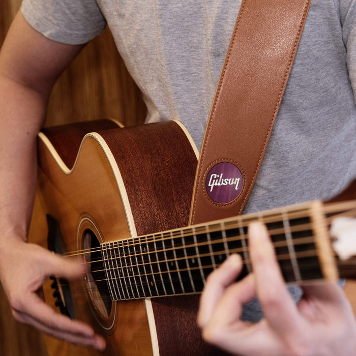 GibsonbyThalia Strap Purpleheart & Gibson Pearl Logo Inlay | Italian Leather Strap
