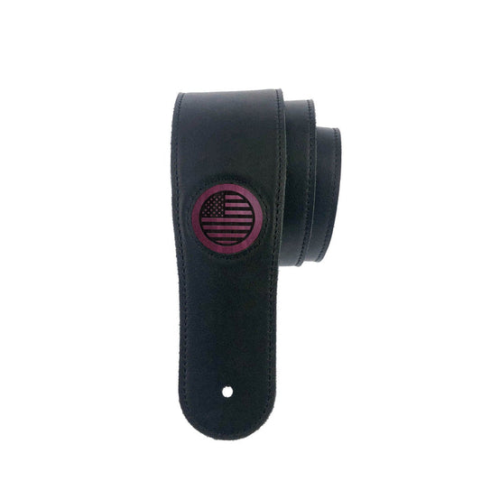 Thalia Strap Purpleheart & Old Glory Engraving | Italian Leather Strap Black / Standard