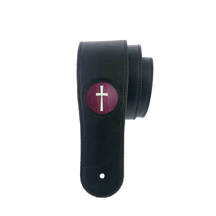 Thalia Strap Purpleheart & Pearl Cross Inlay | Italian Leather Strap Black / Standard
