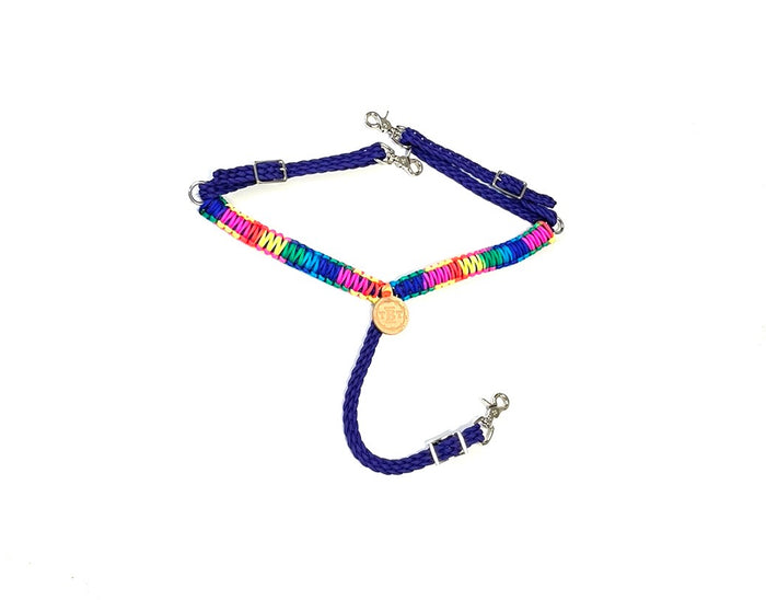 rainbow   breast collar. - Tiffanys Braided Tack LLC