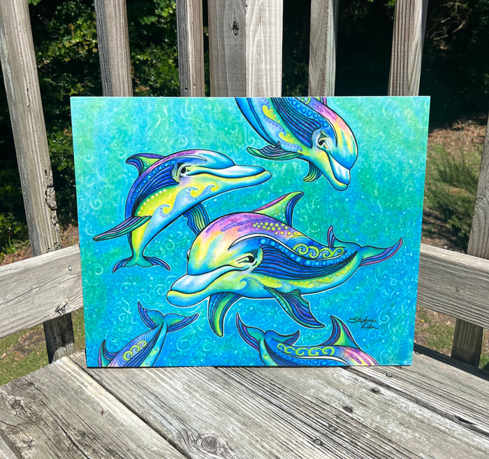 Rainbow Dolphins Wall Art