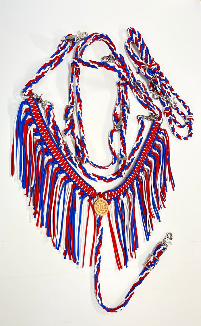 Red white and blue Tack set - Tiffanys Braided Tack LLC
