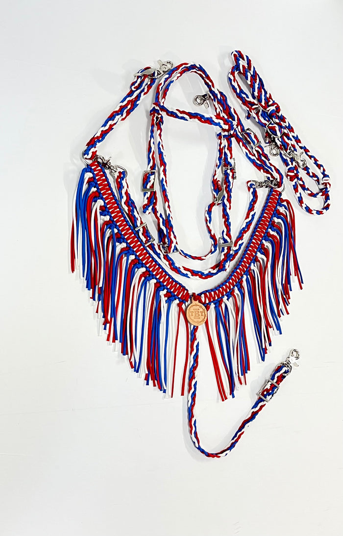 Red white and blue Tack set - Tiffanys Braided Tack LLC