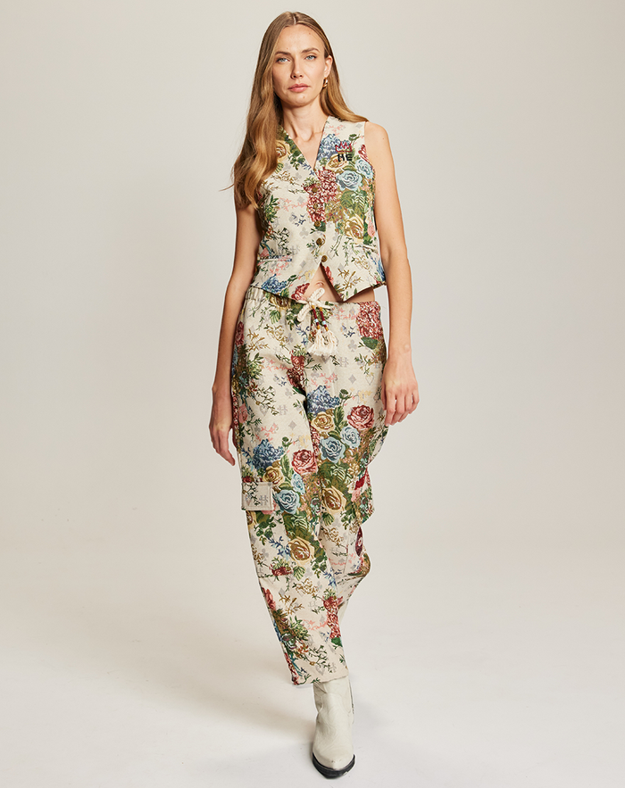 Riley Rose Red Jacquard Pants