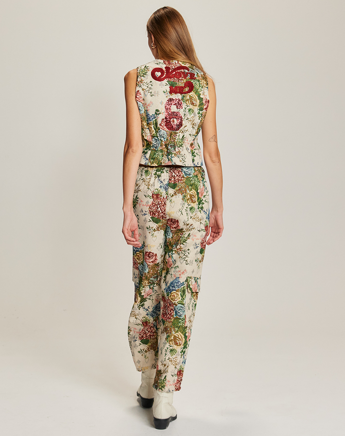 Riley Rose Red Jacquard Pants