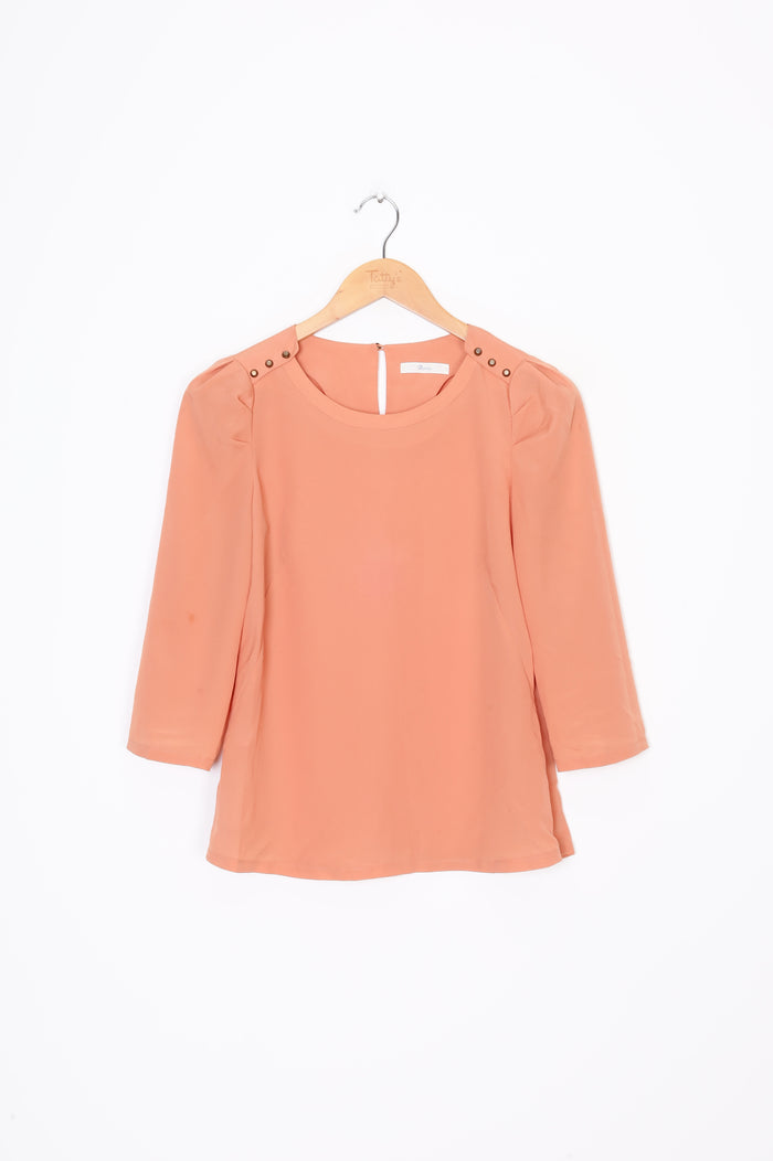Roem Womens Orange Blouse Size S
