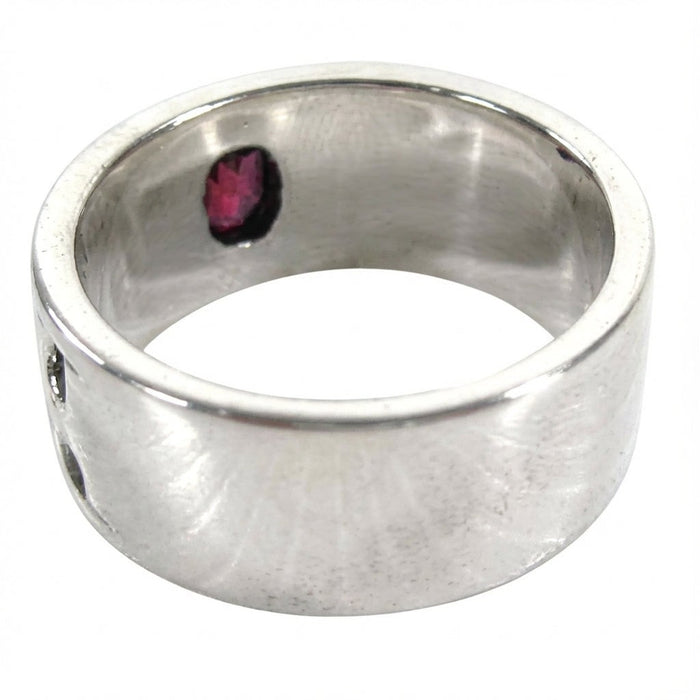 Men's wide band ruby ring interior showing 925 sterling silver hallmark stamp