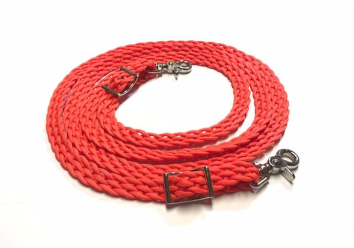 SALE 8’ flat braided reins orange - Tiffanys Braided Tack LLC