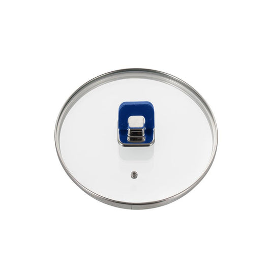 Sautepan Pot Lid, Easy Storage, Tempered Glass, Blue
