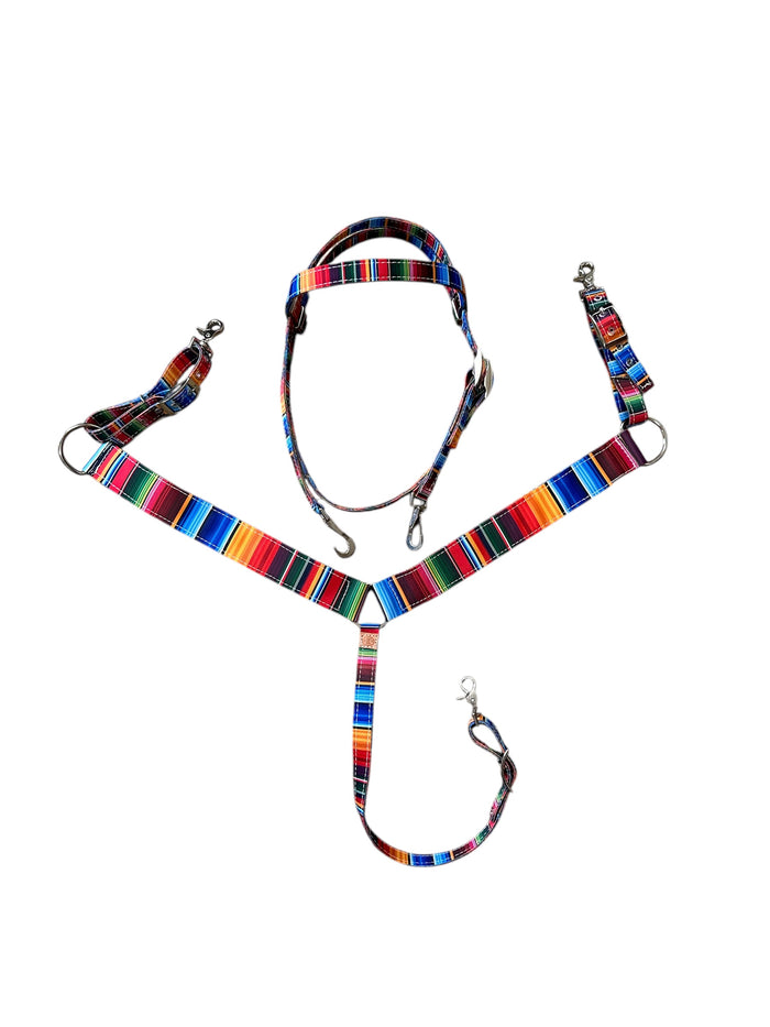 Serape tack set breast collar nylon horse size with browband headstall