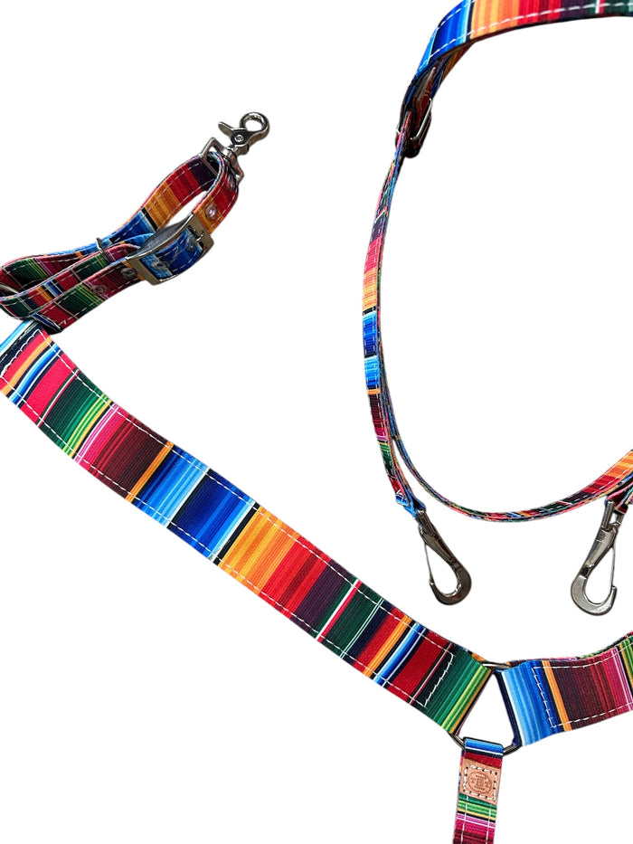 Serape tack set breast collar nylon horse size with browband headstall